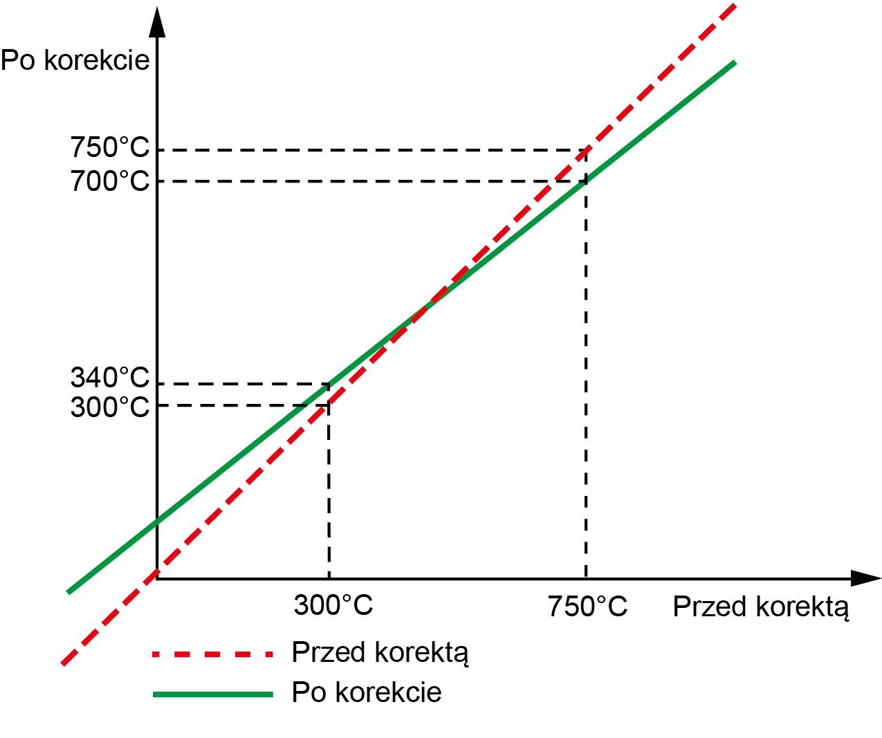 Funkcja korekcji charakterystyki - programowalne mierniki temperatury JIR-301-M